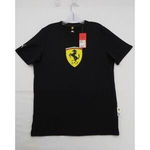 Puma Ferrari Shield Tee Mens Medium Black Short Sleeve T-Shirt 632783 01 NEW
